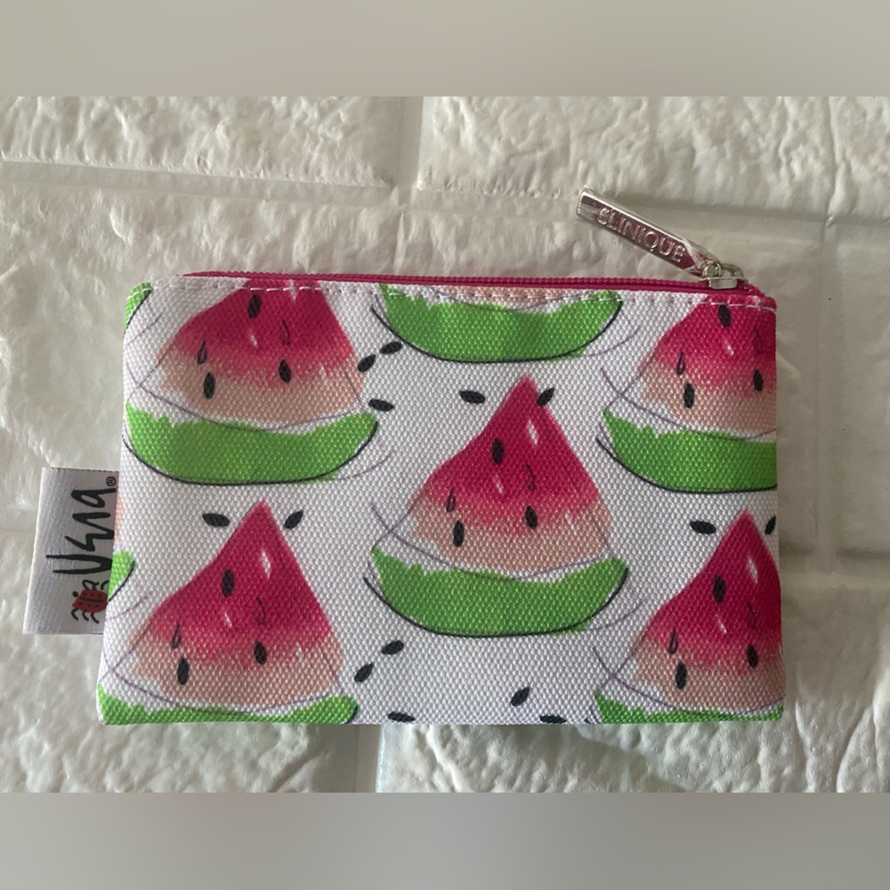 Clinique Watermelon Cosmetic Bag Small Zip Pouch - New